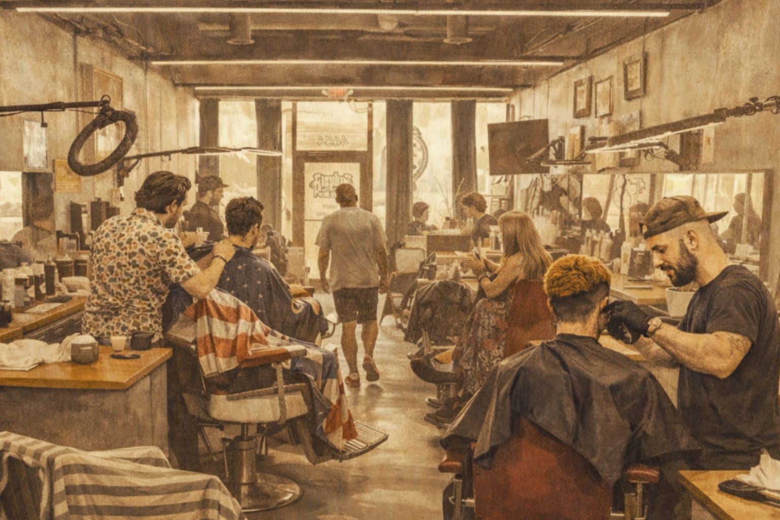 Vintage barbershop community gathering