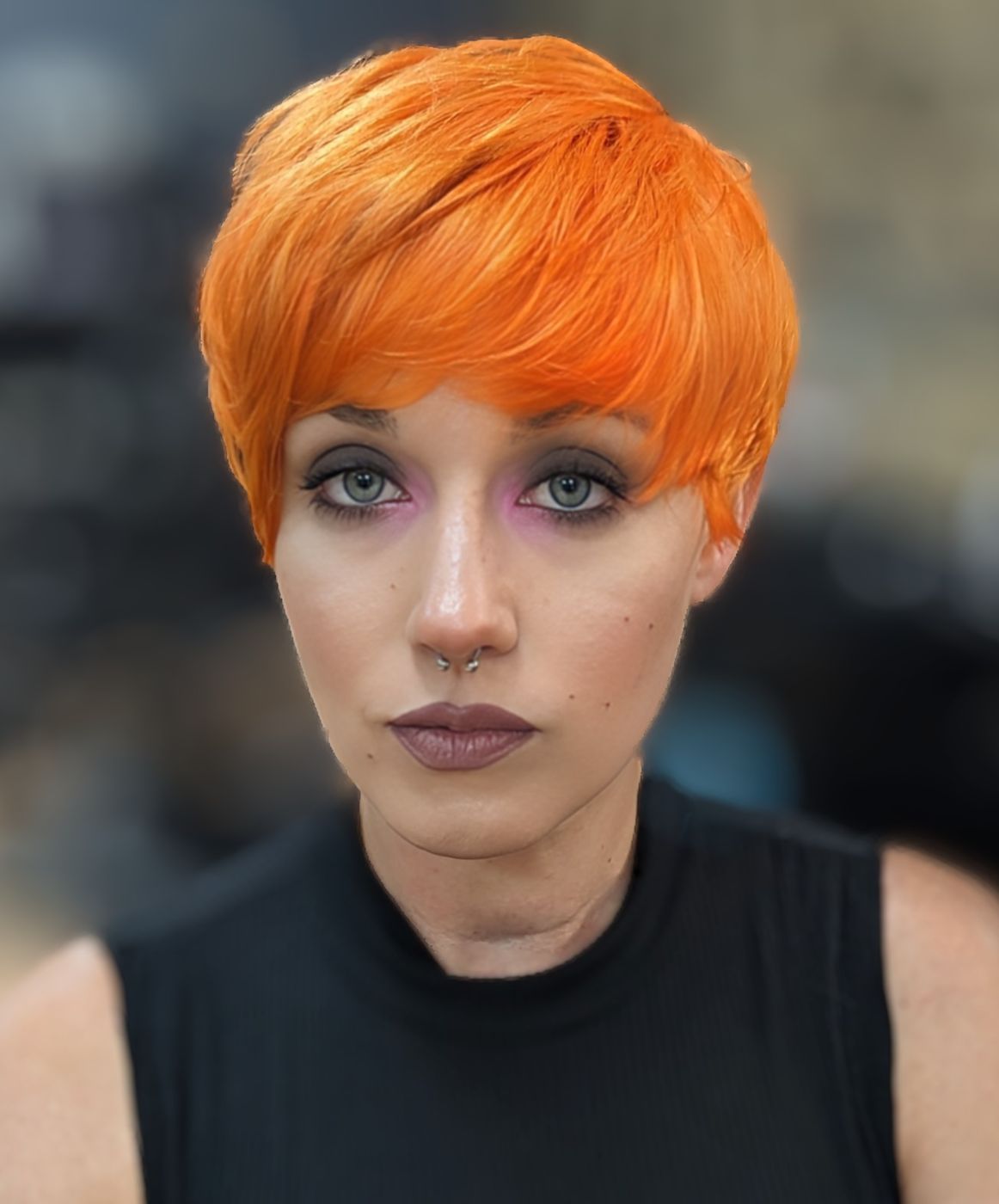 Bright orange pixie cut